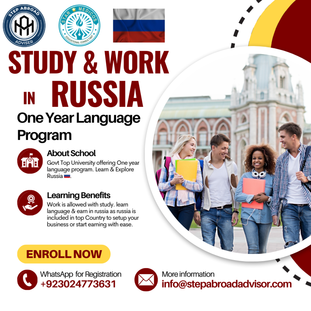 Russian Language Admission open for Pakistani in Russia 2024