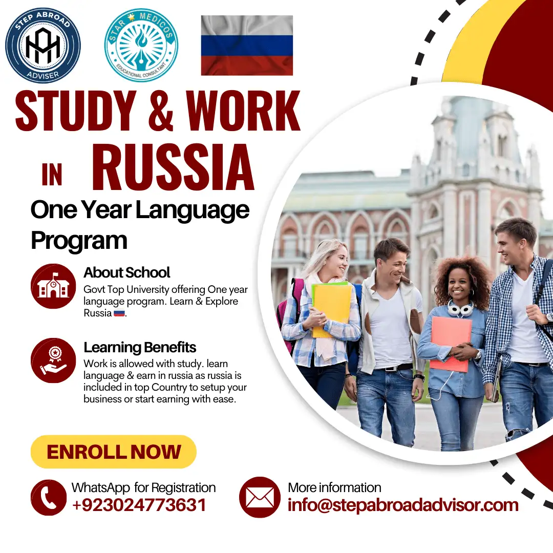 Russian Language Admission open for Pakistani in Russia 2024